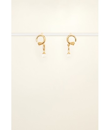 Circular brass and pearl earrings en ligne