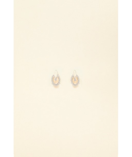 Silver brass and pearl hoop earrings de technologie