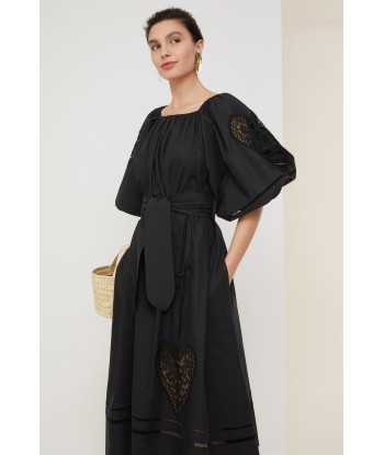 Openwork poplin maxi dress Livraison rapide