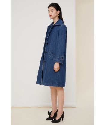 Jewelled collar denim overcoat solde