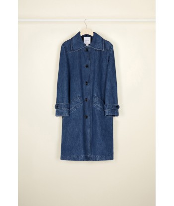 Jewelled collar denim overcoat solde