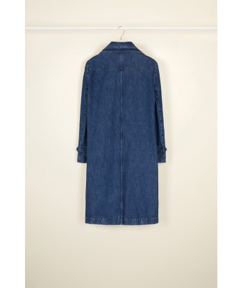 Jewelled collar denim overcoat solde