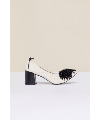 Pearl-embellished tweed pumps pas cheres