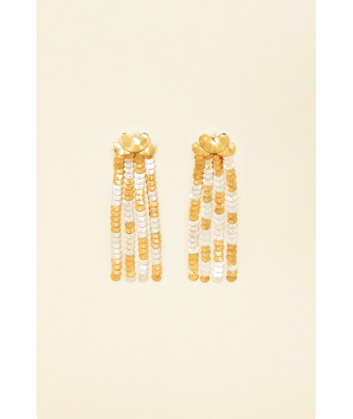 Two-tone brass pendant earrings la colonne vertébrale