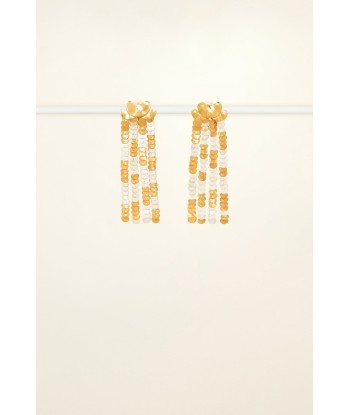 Two-tone brass pendant earrings la colonne vertébrale