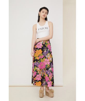 Printed crepe midi skirt Les êtres humains sont 