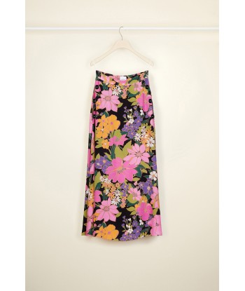 Printed crepe midi skirt Les êtres humains sont 