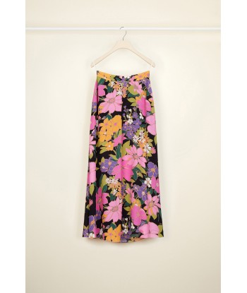 Printed crepe midi skirt Les êtres humains sont 