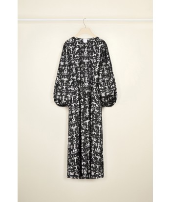 Maxi shirt dress in printed eco twill satin s'inspire de l'anatomie humaine